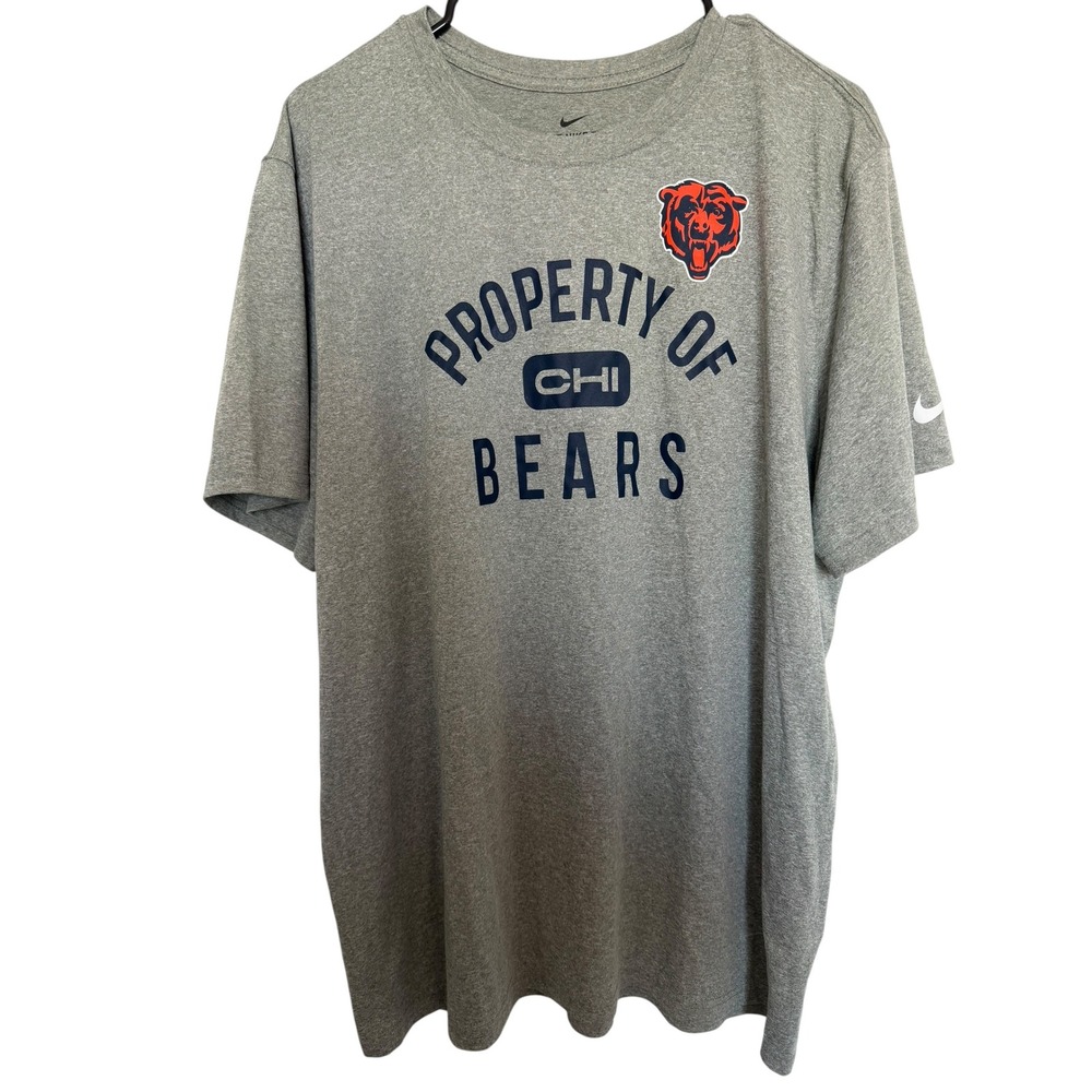 Nike Chicago Bears Property Of T-Shirt Mens Gray NFL Football Graphic Tee XL